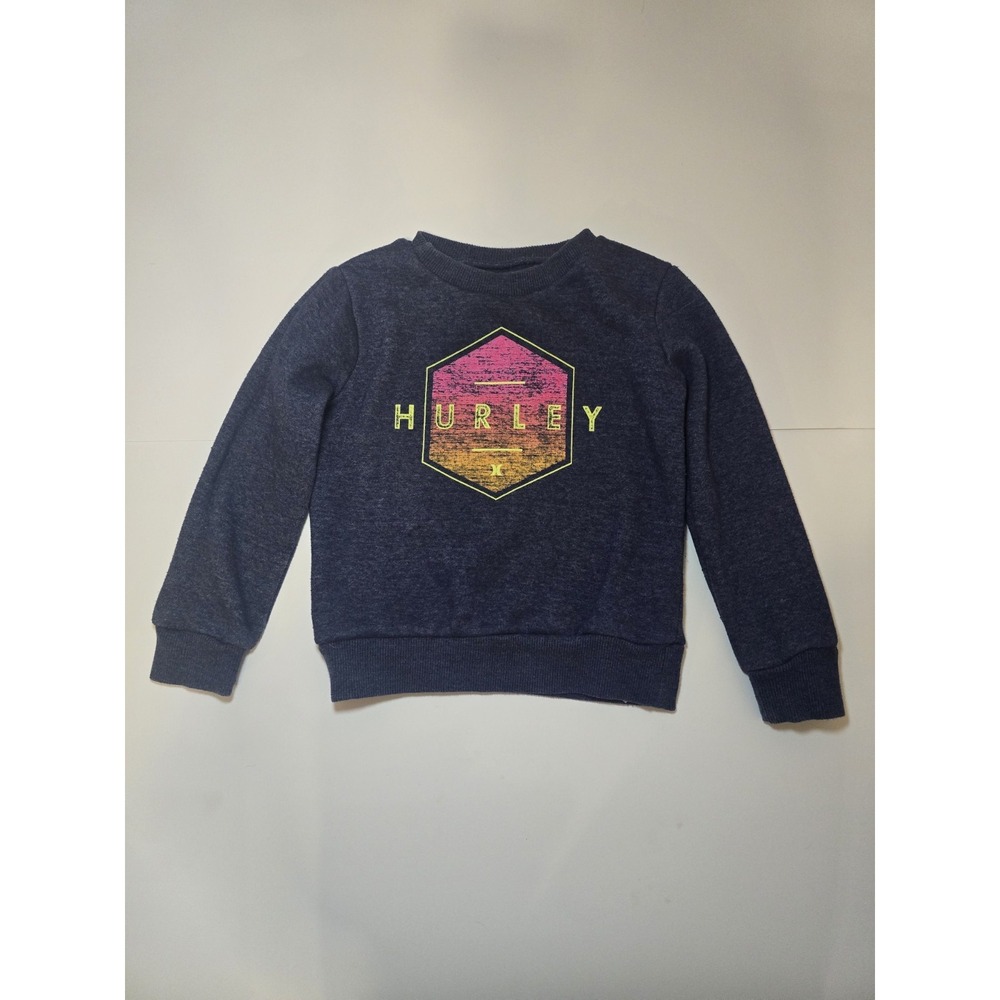 Hurley Boys 2T Sweatshirt Navy Blue Neon Logo Graphic Crewneck Pullover